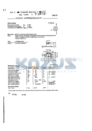 BUZ17 datasheet - main ratings