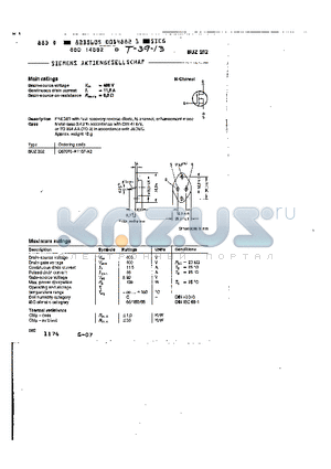 BUZ202 datasheet - MAIN RATINGS