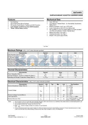 BAT54WS_08 datasheet - SURFACE MOUNT SCHOTTKY BARRIER DIODE