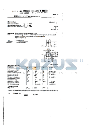 BUZ27 datasheet - main ratings