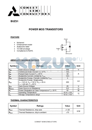 BUZ31 datasheet - POWER MOS TRANSISTORS
