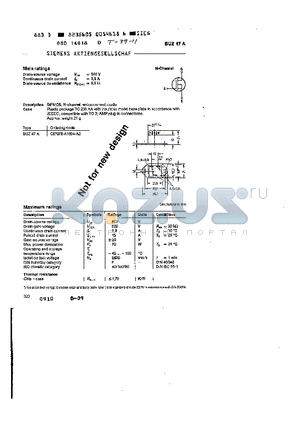 BUZ47 datasheet - main ratings