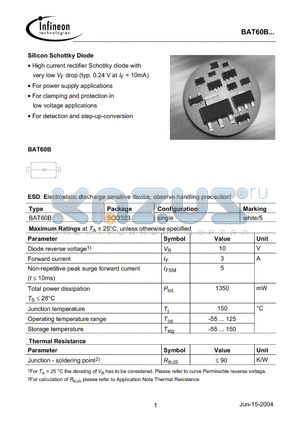 BAT60B datasheet - Silicon Schottky Diode