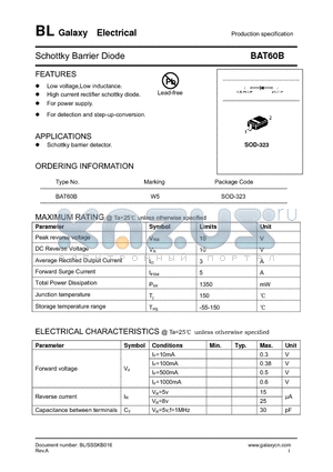 BAT60B datasheet - Schottky Barrier Diode