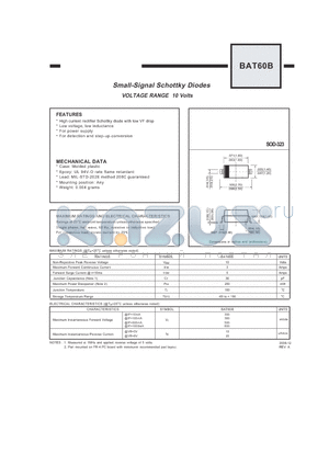 BAT60B datasheet - Small-Signal Schottky Diodes VOLTAGE RANGE 10 Volts