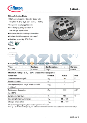 BAT60BE6327 datasheet - Silicon Schottky Diode