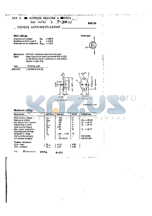 BUZ63 datasheet - main ratings