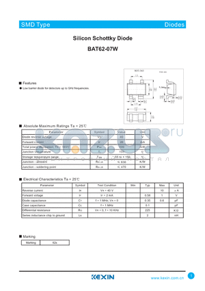 BAT62-07W datasheet - Silicon Schottky Diode