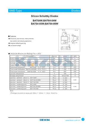 BAT64-04W datasheet - Silicon Schottky Diodes