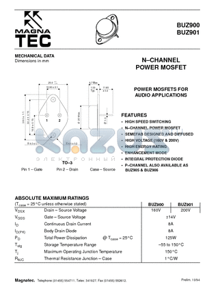 BUZ901 datasheet - N-CHANNEL POWER MOSFET