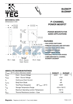 BUZ908P datasheet - POWER MOSFETS FOR AUDIO APPLICATIONS