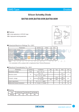 BAT68-04W datasheet - Silicon Schottky Diode