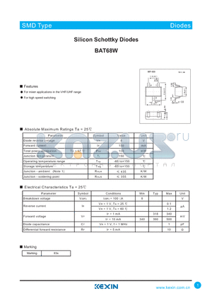 BAT68W datasheet - Silicon Schottky Diodes