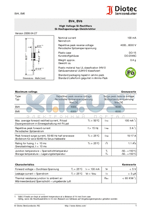 BV4 datasheet - High Voltage Si-Rectifiers