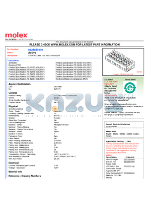 0524841010 datasheet - 2.0 W/B CONN. IDT REC. HSG ASSY