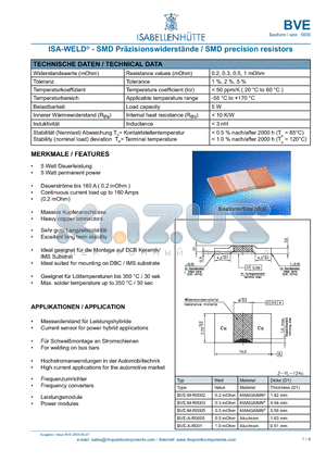 BVE-M-R0005 datasheet - SMD precision resistors