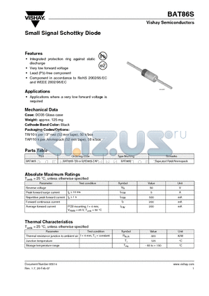 BAT86S datasheet - Small Signal Schottky Diode