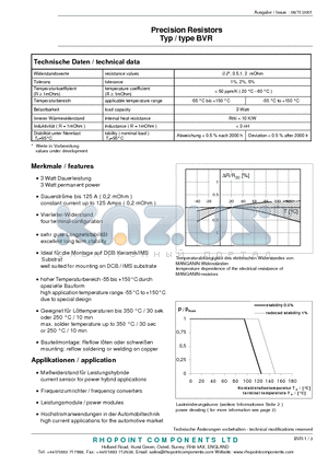 BVR-N-R002-5.0 datasheet - Precision Resistors