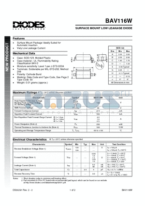 BAV116-7 datasheet - SURFACE MOUNT LOW LEAKAGE DIODE