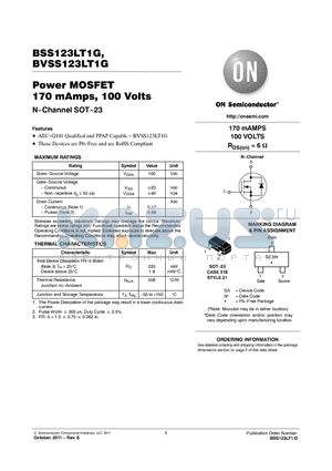 BVSS123LT1G datasheet - Power MOSFET 170 mAmps, 100 Volts