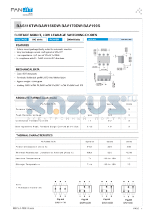 BAV170DW datasheet - SURFACE MOUNT, LOW LEAKAGE SWITCHING DIODES