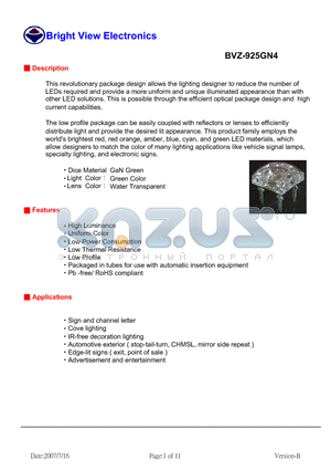 BVZ-925GN4 datasheet - LED solutions
