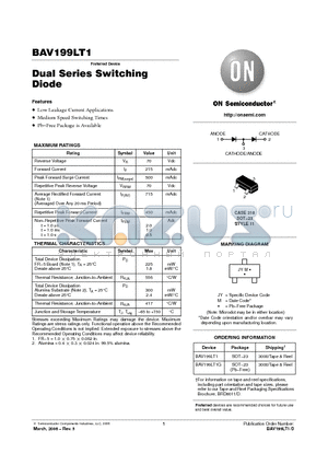 BAV199LT1 datasheet - Dual Series Switching Diode