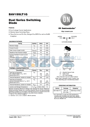 BAV199LT1 datasheet - Dual Series Switching Diode