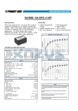 BWD2405 datasheet - DUAL OUTPUT, 2.5 WATT