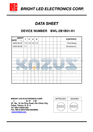 BWL-2B1B01-H1 datasheet - 1W AlInGaN Blue Low power consumption Efficient heat transfer.