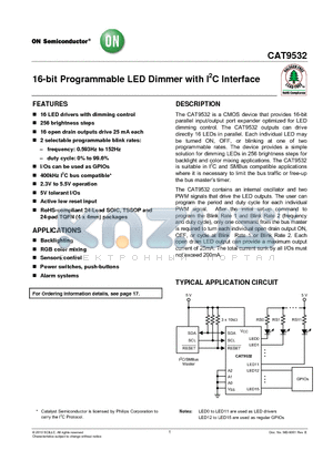 CAT9532WI datasheet - 16-bit Programmable LED Dimmer with I2C Interface