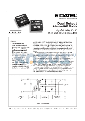 BWR-15-670-D48A datasheet - DUAL OUTPUT A-SERIES, BWR MODELS HIGH-RELIABILITY, 2 X 2 15-20 WATT, DC/DC CONVERTERS