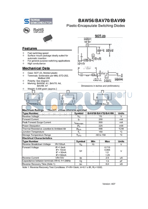 BAV70 datasheet - Plastic-Encapsulate Switching Diodes