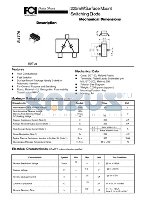 BAV70 datasheet - 225mW Surface Mount Switching Diode For General Purpose and Switching