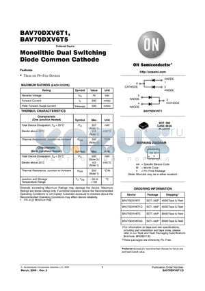 BAV70DXV6T1 datasheet - Monolithic Dual Switching Diode Common Cathode