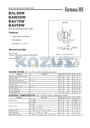 BAV70W datasheet - Dual Series Switching Diode - Silicon epitaxial planar type