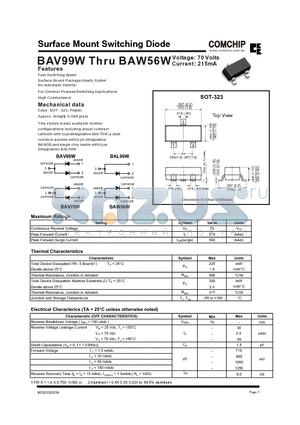 BAV70W datasheet - Surface Mount Switching Diode