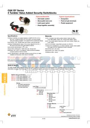 BY011U2C03DG2 datasheet - 4 Tumbler Value Added Security Switchlocks