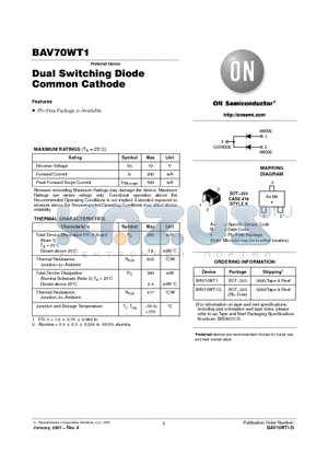 BAV70WT1 datasheet - Dual Switching Diode Common Cathode