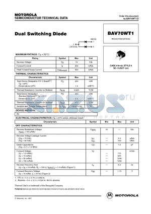 BAV70WT1 datasheet - CASE 419-02, STYLE 5 SC-70/SOT-323