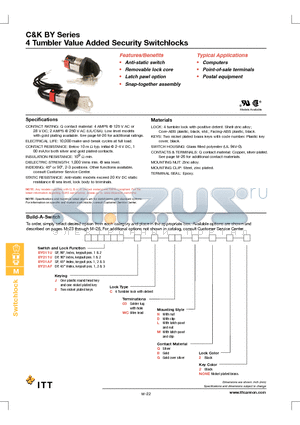 BY011U2CWCNG2 datasheet - 4 Tumbler Value Added Security Switchlocks