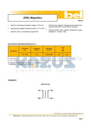 0560-6100-A2 datasheet - ADSL Magnetics