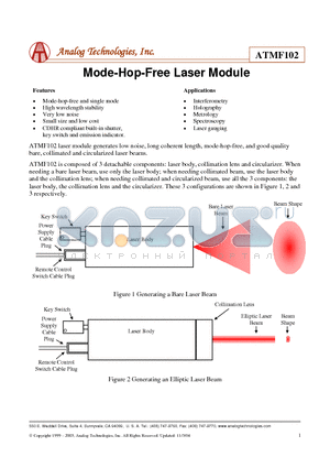 ATMF102 datasheet - Mode-Hop-Free Laser Module