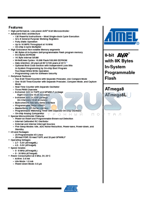 ATMEGA8_08 datasheet - 8-bit with 8K Bytes In-System Programmable Flash