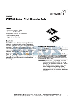 ATN3580-03 datasheet - Fixed Attenuator Pads