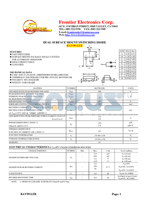 BAV99-LFR datasheet - DUAL SURFACE MOUNT SWITCHING DIODE