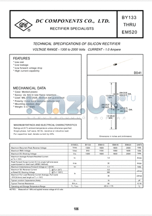 BY113 datasheet - TECHNICAL SPECIFICATIONS OF SILICON RECTIFIER