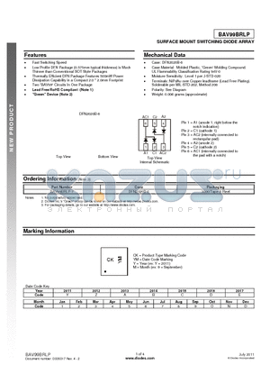 BAV99BRLP datasheet - SURFACE MOUNT SWITCHING DIODE ARRAY