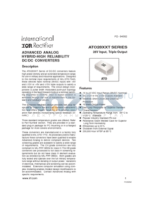 ATO2812T/CH datasheet - ADVANCED ANALOG HYBRID-HIGH RELIABILITY DC/DC CONVERTERS