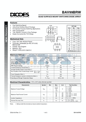 BAV99BRW datasheet - QUAD SURFACE MOUNT SWITCHING DIODE ARRAY